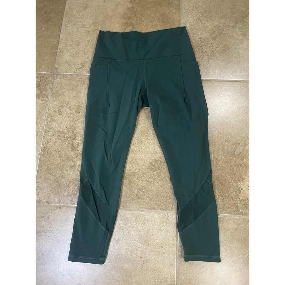Athleta Salutation Stash Mesh Tight Green Women's Sz M High Rise Yoga Leggings